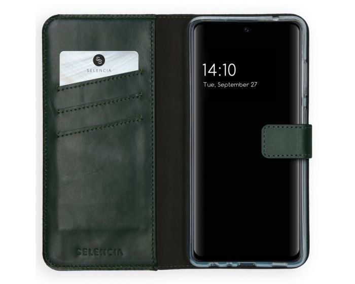 Selencia Era Genuine Leather Wallet Case Δερμάτινη Θήκη Πορτοφόλι - Green (Samsung Galaxy A72 4G / 5G)