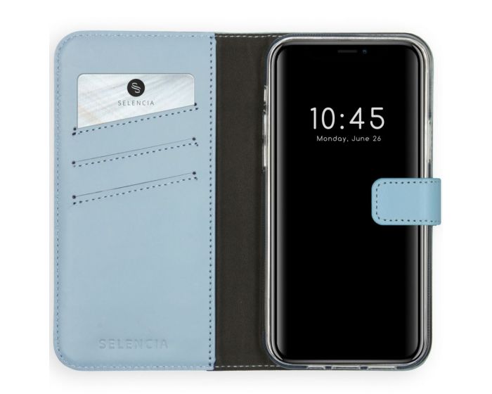Selencia Era Genuine Leather Wallet Case Δερμάτινη Θήκη Πορτοφόλι - Light Blue (iPhone 12 / 12 Pro)