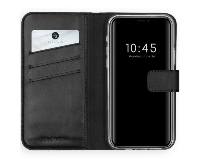 Selencia Era Genuine Leather Wallet Case Δερμάτινη Θήκη Πορτοφόλι - Black (iPhone 12 Pro Max)