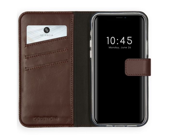 Selencia Era Genuine Leather Wallet Case Δερμάτινη Θήκη Πορτοφόλι - Brown (iPhone 12 Pro Max)