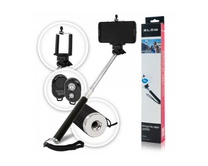 BLOW Selfie Monopod & Bluetooth Remote Shutter - Τηλεσκοπικό Μονόποδο (SF-101) Black (iPhone - Android)