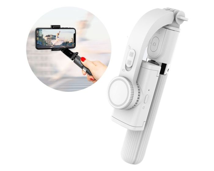 L08 Selfie Stick with Tripod Telescopic Stand and Remote Gimbal Stabilizer για Κινητά - White - MT37651