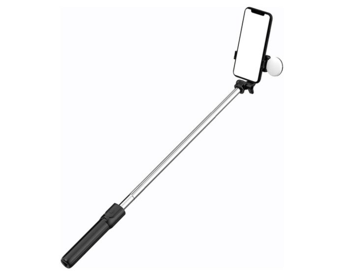 Universal Tripod / Selfie Stick WR1YXS 0.71m with Round Lamp and Remote Control για Κινητά - Black - MT83076