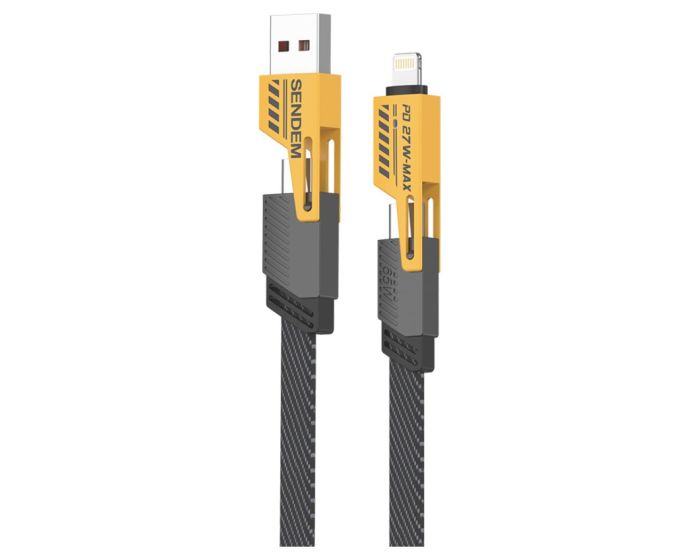 Sendem M84 4in1 Cable 27W+65W​ PD Καλώδιο Φόρτισης USB + Type-C σε Type-C + Lightning 1m Yellow