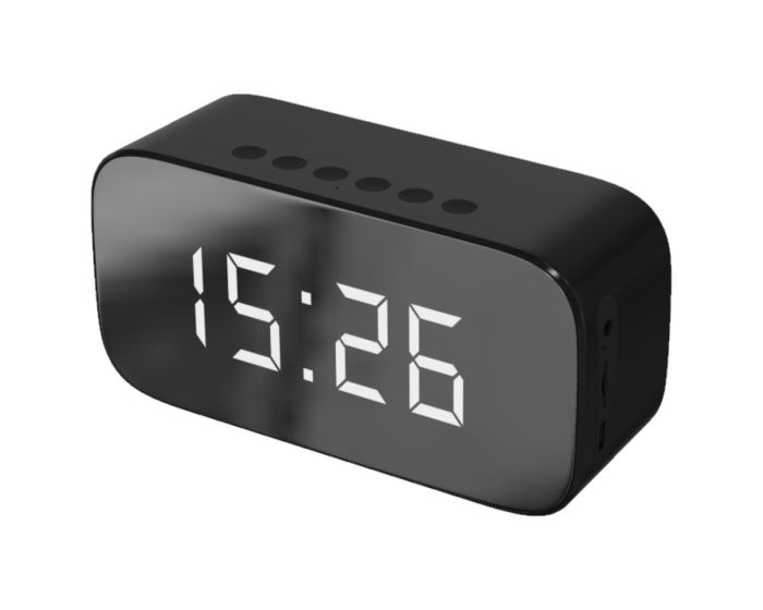 Setty Bluetooth Speaker Mirror Clock GB-200 Επιτραπέζιο Ρολόι / Ηχείο - Black