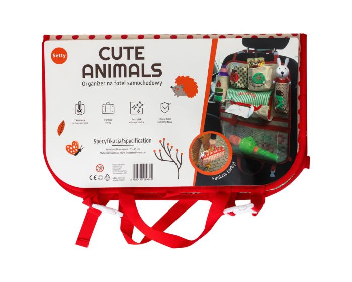 Setty Cute Animals Car Seat Organizer Θήκη Πλάτης Καθίσματος Αυτοκινήτου - Red - MT84506