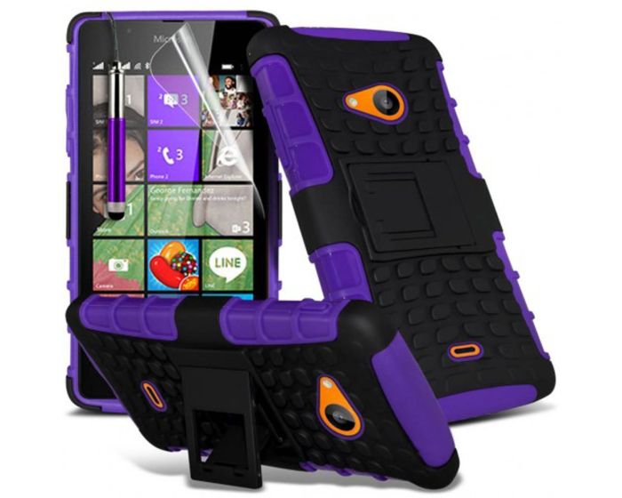 Shockproof Case Ανθεκτική Θήκη με Δυνατότητα Stand  Μωβ + Μεμβράνη Οθόνης (Microsoft Lumia 540)