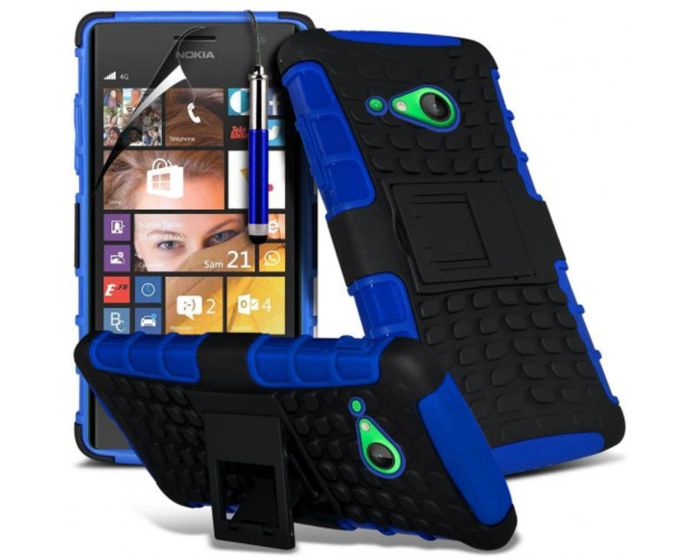 Shockproof Case Ανθεκτική Θήκη με Δυνατότητα Stand  Μπλε + Μεμβράνη Οθόνης (Microsoft Lumia 730 / 735)