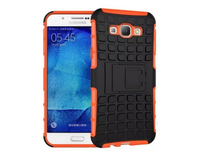 Shockproof Case Ανθεκτική Θήκη με Δυνατότητα Stand Πορτοκαλί + Μεμβράνη Οθόνης (Samsung Galaxy A8)