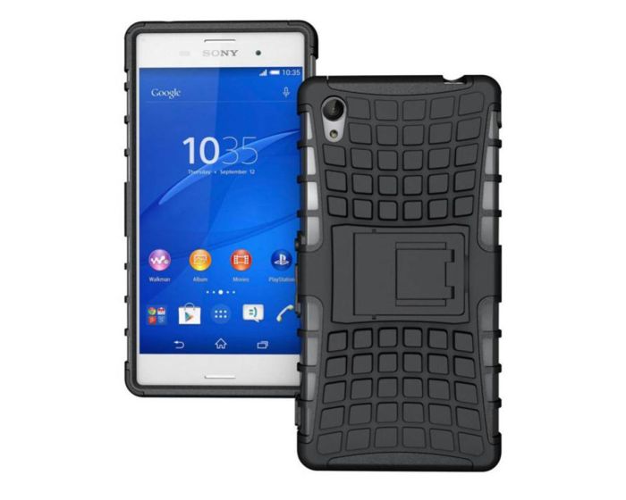 Shockproof Case Ανθεκτική Θήκη με Δυνατότητα Stand Μαύρο (Sony Xperia M4 Aqua)