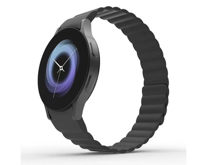 Magnetic Silicone Band Black για Samsung Galaxy Watch 4 / 5 / 5 Pro / 6 / 7 / FE (40/42/43/44/45/46/47mm)