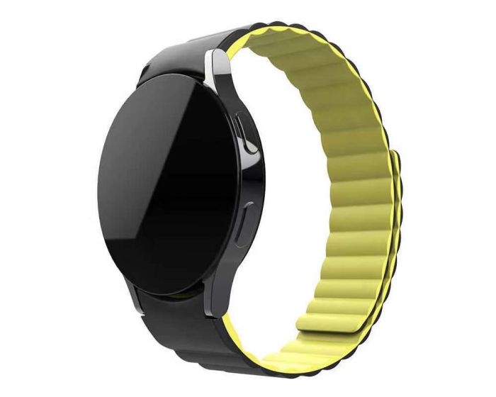 Magnetic Silicone Band Black / Yellow για Samsung Galaxy Watch 4 / 5 / 5 Pro / 6 / 7 / FE (40/42/43/44/45/46/47mm)