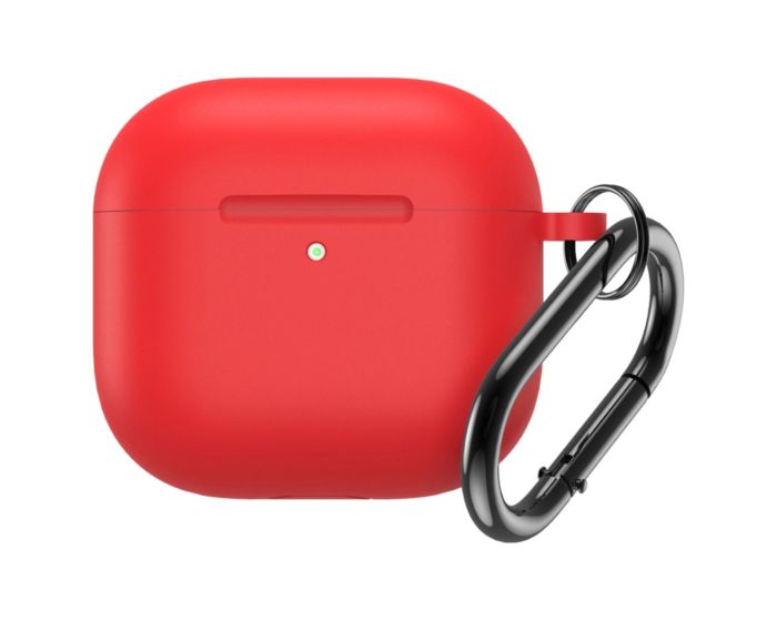 Soft Silicone Apple AirPods 4 Case with Carabiner Θήκη Σιλικόνης για Apple AirPods 4 - Red