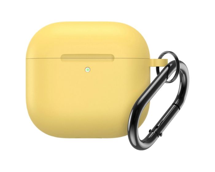 Soft Silicone Apple AirPods 4 Case with Carabiner Θήκη Σιλικόνης για Apple AirPods 4 - Yellow