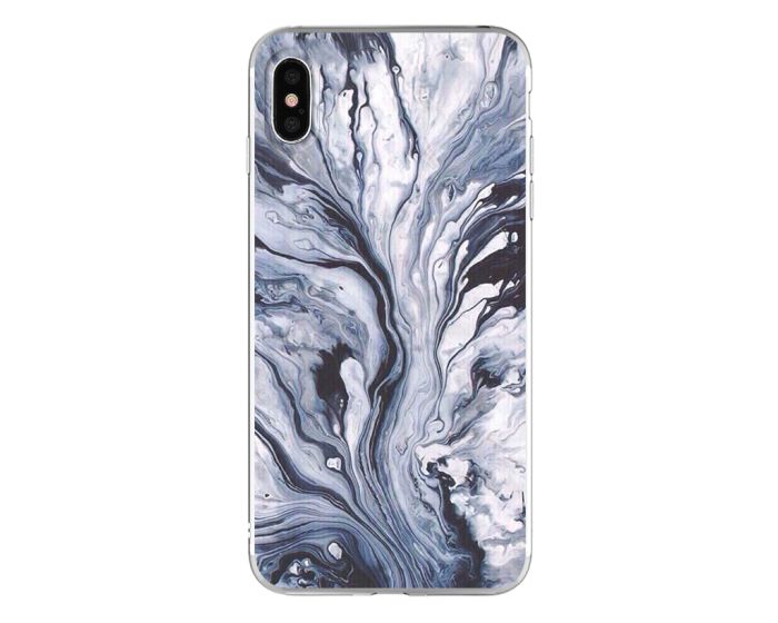 Silicone Marble Case No2 Θήκη Σιλικόνης Blue / White (iPhone Xs Max)
