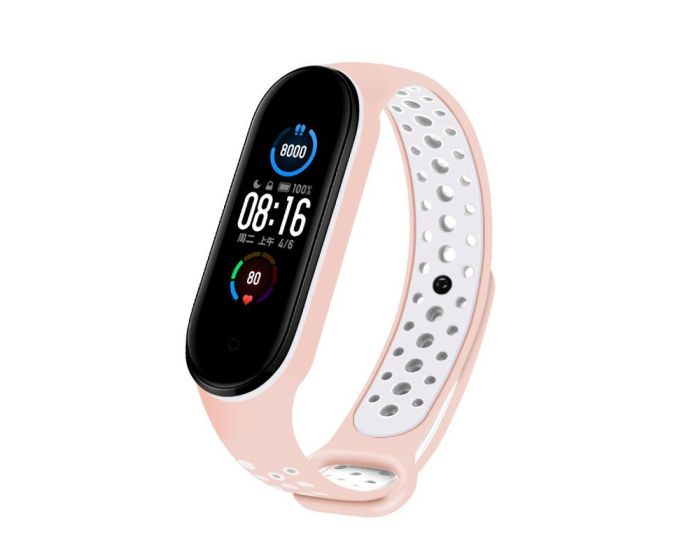 Silicone Replacement Band Dots Pink / White - Λουράκι Σιλικόνης για Xiaomi Mi Band 5 / 6