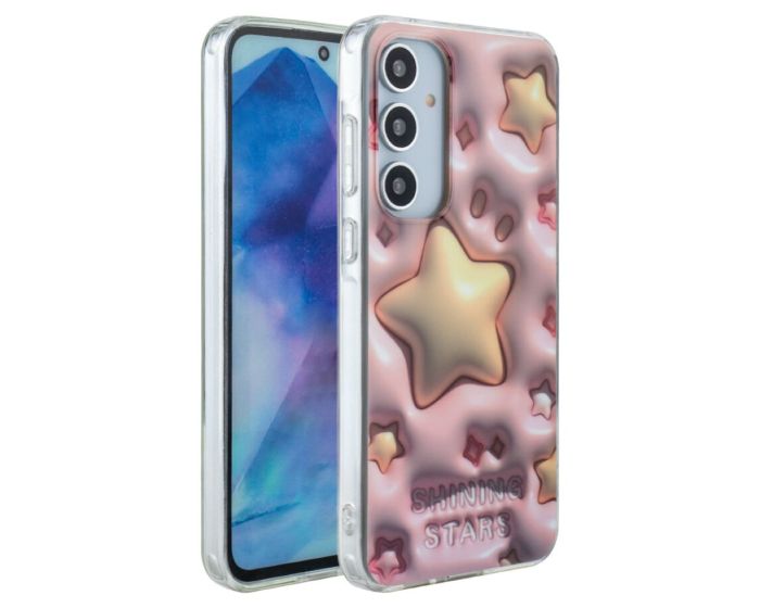 Colorful Case with Back Cover Print Θήκη Pink Stars (Samsung Galaxy A55 5G)