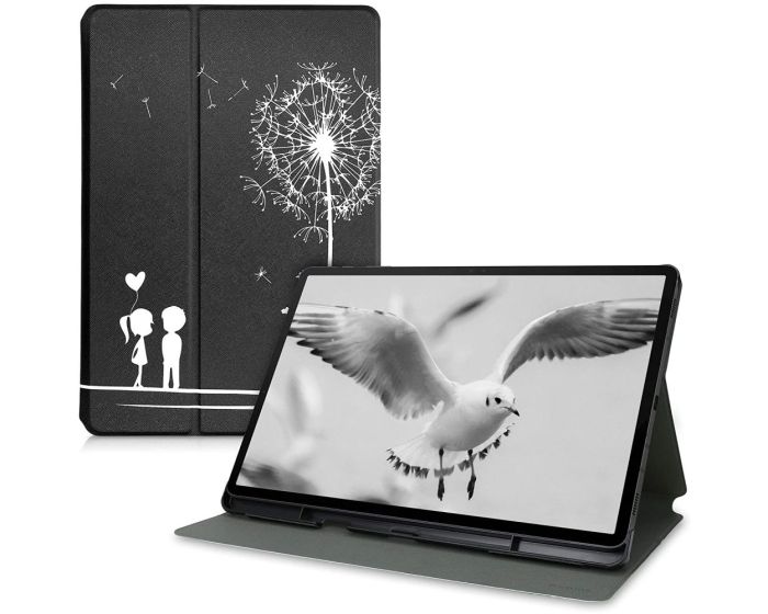 KWmobile Slim Cover Case (53590.01) με δυνατότητα Stand - Dandelion Love White / Black (Samsung Galaxy Tab S7 Plus 12.4 / S8 Plus 12.4)