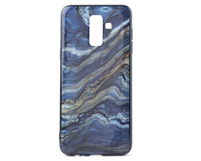 Hard Back Case with TPU Bumper Marble Blue (Samsung Galaxy J8 2018)