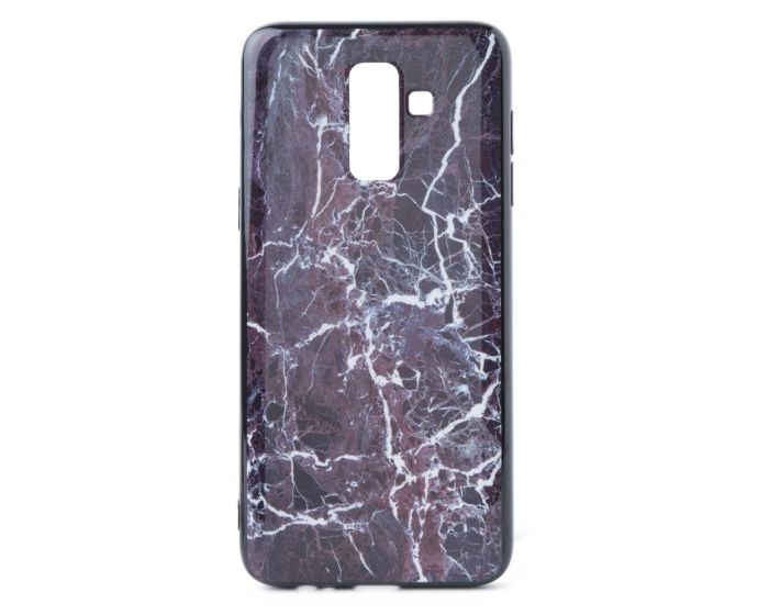 Hard Back Case with TPU Bumper Marble Red White (Samsung Galaxy J8 2018)