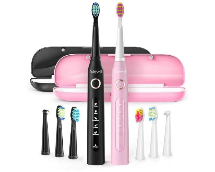 FairyWill FW-507 Family Sonic Toothbrush with 8 Head Set Ηλεκτρικές Οδοντόβουρτσες Black / Pink