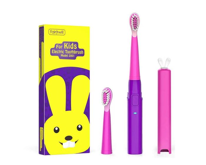 FairyWill FW-2001 Sonic Toothbrush with 2 Head Set Παιδική Ηλεκτρική Οδοντόβουρτσα Purple