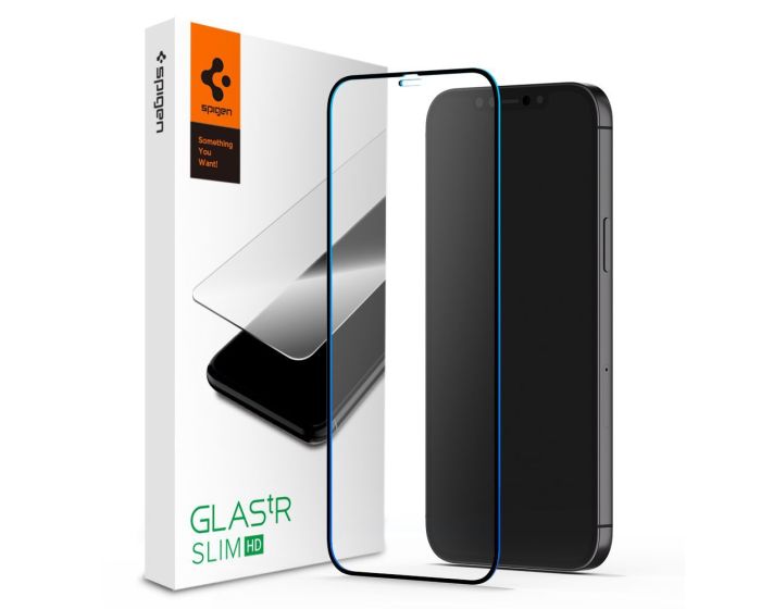 Spigen Oleophobic Coated Glas.tR Slim Premium Full Cover Tempered Glass (AGL01512) Black (iPhone 12 / 12 Pro)