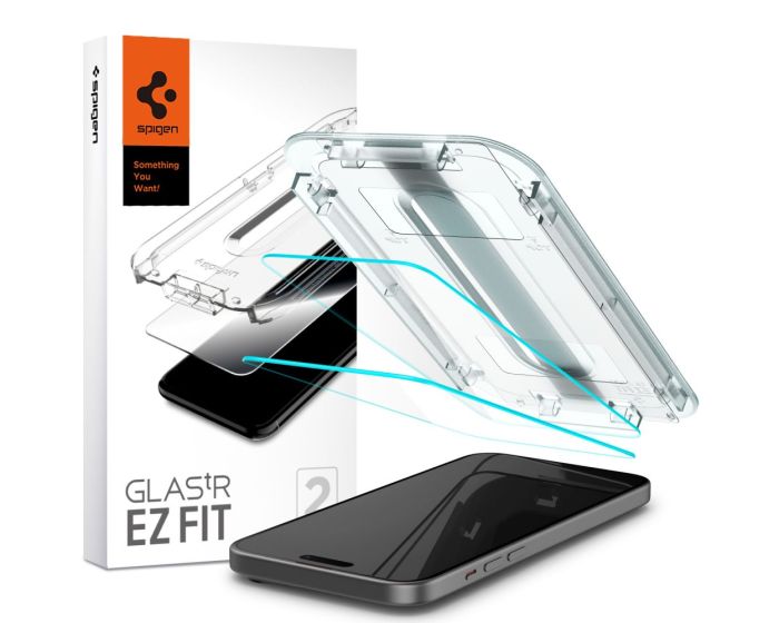 Spigen Oleophobic Coated Glas.tR EZ FIT Premium Tempered Glass (AGL06883) 2-Pack (iPhone 15 Plus)