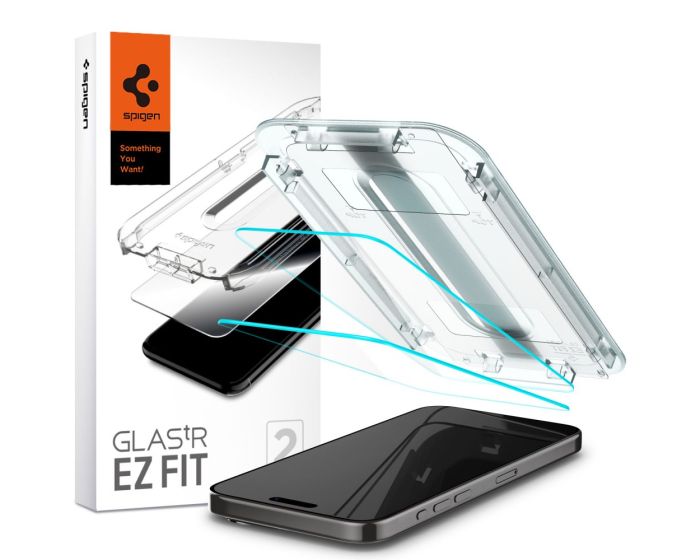 Spigen Oleophobic Coated Glas.tR EZ FIT Premium Tempered Glass (AGL06892) 2-Pack (iPhone 15 Pro)