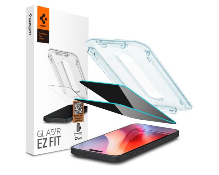 Spigen EZ Fit Glas.tR Privacy Tempered Glass (AGL07929) 2-Pack (iPhone 16 Pro / 17 / 17 Pro)
