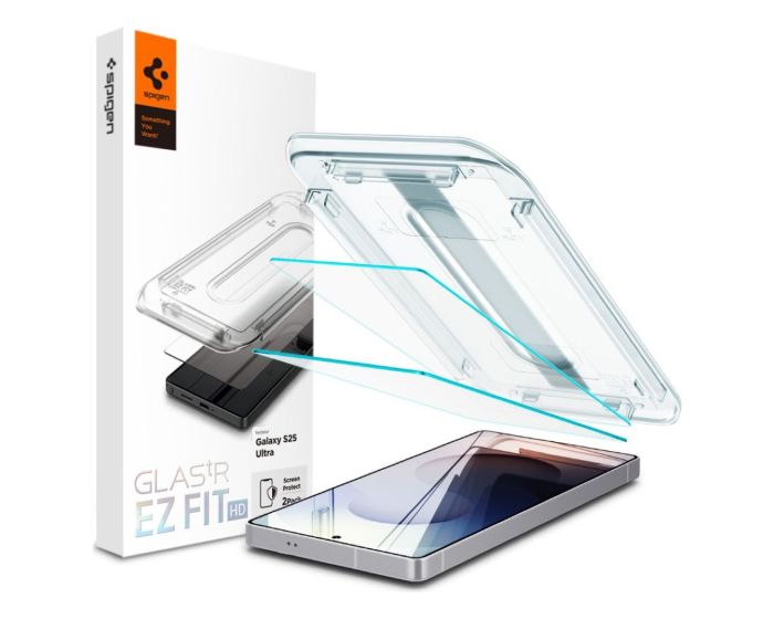 Spigen Oleophobic Coated Glas.tR EZ FIT HD Premium Tempered Glass (AGL09082) 2-Pack (Samsung Galaxy S25 Ultra)