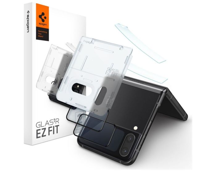 Spigen Glas.tR EZ FIT Camera Lens Tempered Glass Prοtector + Hinge Film 2-Pack (AGL05321) Black (Samsung Galaxy Z Flip4)