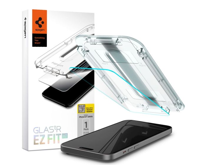 Spigen Oleophobic Coated Glas.tR EZ FIT (AGL06907) Premium Tempered Glass (iPhone 15)