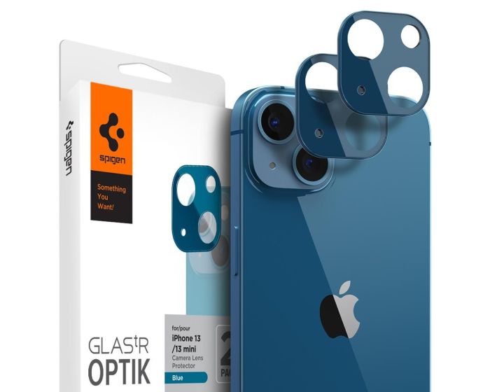 Spigen Optik.Tr Full Cover Camera Lens Tempered Glass Prοtector (AGL04037) 2-Pack Blue (iPhone 13 / 13 Mini)