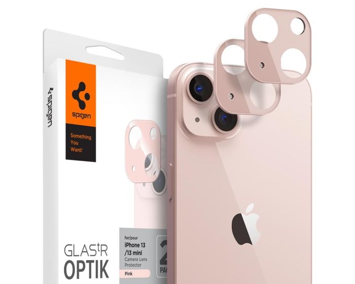 Spigen Optik.Tr Full Cover Camera Lens Tempered Glass Prοtector (AGL04036) 2-Pack Pink (iPhone 13 / 13 Mini)