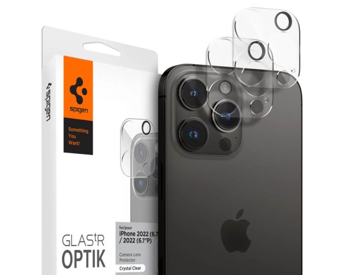 Spigen Optik.Tr Full Cover Camera Lens Tempered Glass Prοtector (AGL05228) 2-Pack Crystal Clear (iPhone 14 Pro / 14 Pro Max)