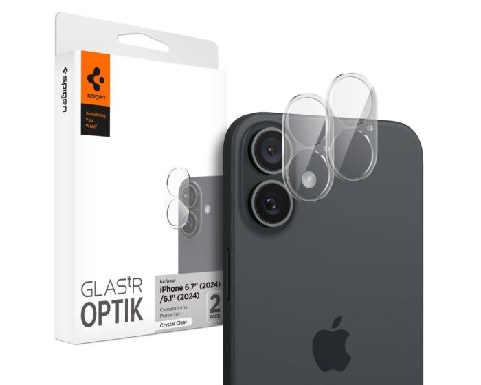 Spigen Optik.Tr Camera Lens Tempered Glass Prοtector (AGL07923) 2-Pack Crystal Clear (iPhone 16 / 16 Plus)