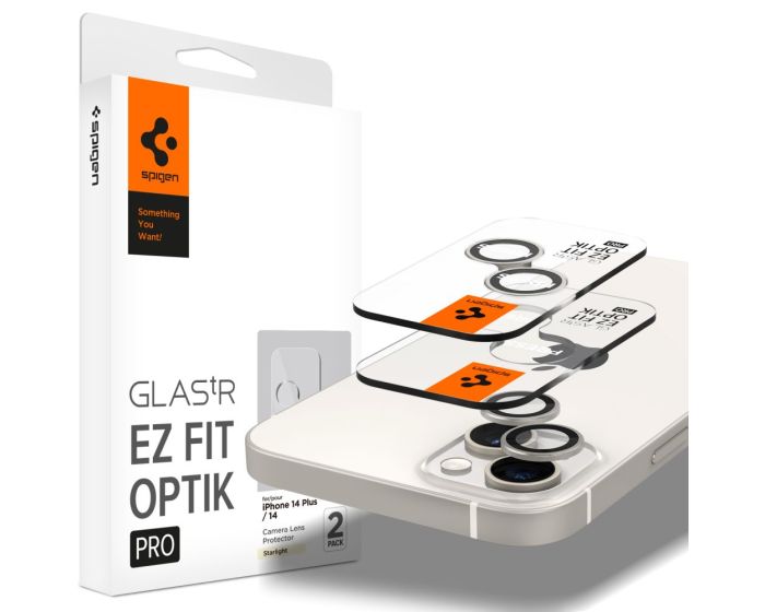 Spigen Optik.Tr ''EZ FIT'' Camera Lens Tempered Glass Prοtector (AGL05604) 2-Pack Starlight (iPhone 14 / 14 Plus)