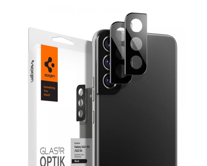 Spigen Optik.Tr Full Cover Camera Lens Tempered Glass Prοtector (AGL04146) 2-Pack Black (Samsung Samsung Galaxy S22 5G / S22 Plus 5G)