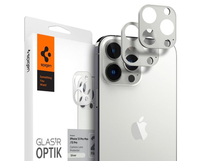Spigen Optik.Tr Full Cover Camera Lens Tempered Glass Prοtector (AGL04033) 2-Pack Silver (iPhone 13 Pro / 13 Pro Max)