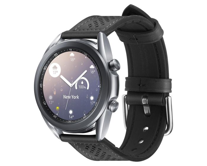 Spigen Retro Fit PU Leather Band (AMP00694) Black - Samsung Galaxy Watch 4 / 5 / 5 Pro / 6 (40/42/43/44/45/46/47mm)