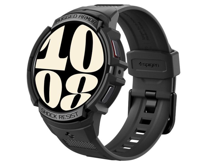 Spigen Rugged Armor Pro Case (ACS06501) Ανθεκτικό Λουράκι Θήκη Matte Black (Samsung Galaxy Watch 6 40mm)