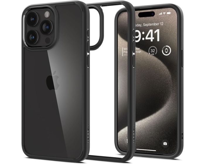 Spigen Ultra Hybrid Case (ACS06713) Clear / Matte Black (iPhone 15 Pro)