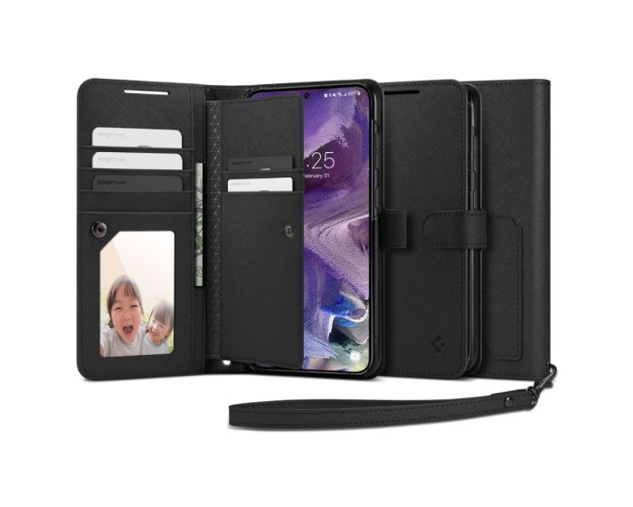 Spigen Wallet S Plus Case Θήκη Πορτοφόλι (ACS05723) Black (Samsung Galaxy S23)