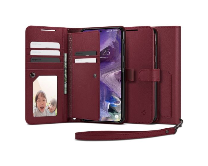 Spigen Wallet S Plus Case Θήκη Πορτοφόλι (ACS05724) Burgundy (Samsung Galaxy S23)