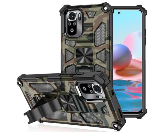 Stand Armor Tough Rugged Case Ανθεκτική Θήκη με Kickstand - Army Green (Xiaomi Redmi Note 10 / 10S / Poco M5s)