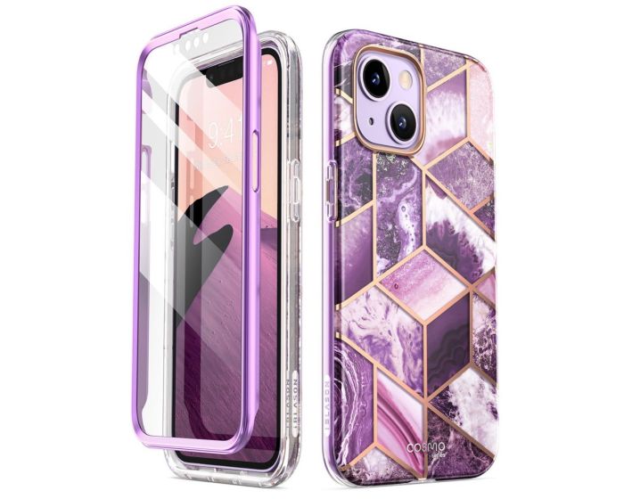 i-Blason Ανθεκτική Θήκη Cosmo Full Body Case With Built-In Screen Protector Marble Purple (iPhone 14 Plus / 15 Pluss)