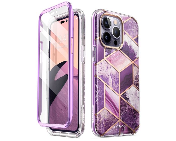 i-Blason Ανθεκτική Θήκη Cosmo Full Body Case With Built-In Screen Protector Marble Purple (iPhone 14 Pro Max)