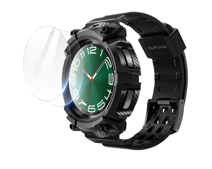 SUPCASE Unicorn Beetle Pro with 2x Tempered Glass Black - Ανθεκτικό Λουράκι Θήκη για Samsung Galaxy Watch 6 Classic 47mm