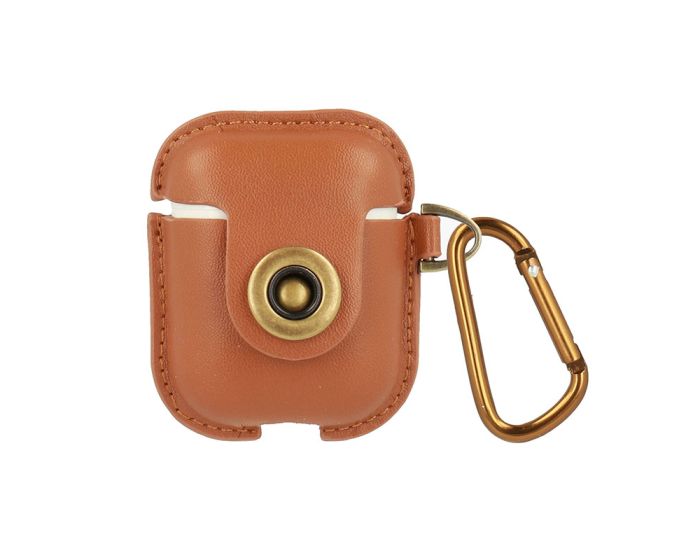Synthetic Leather Case Προστατευτική Θήκη για τα Apple AirPods Light Brown